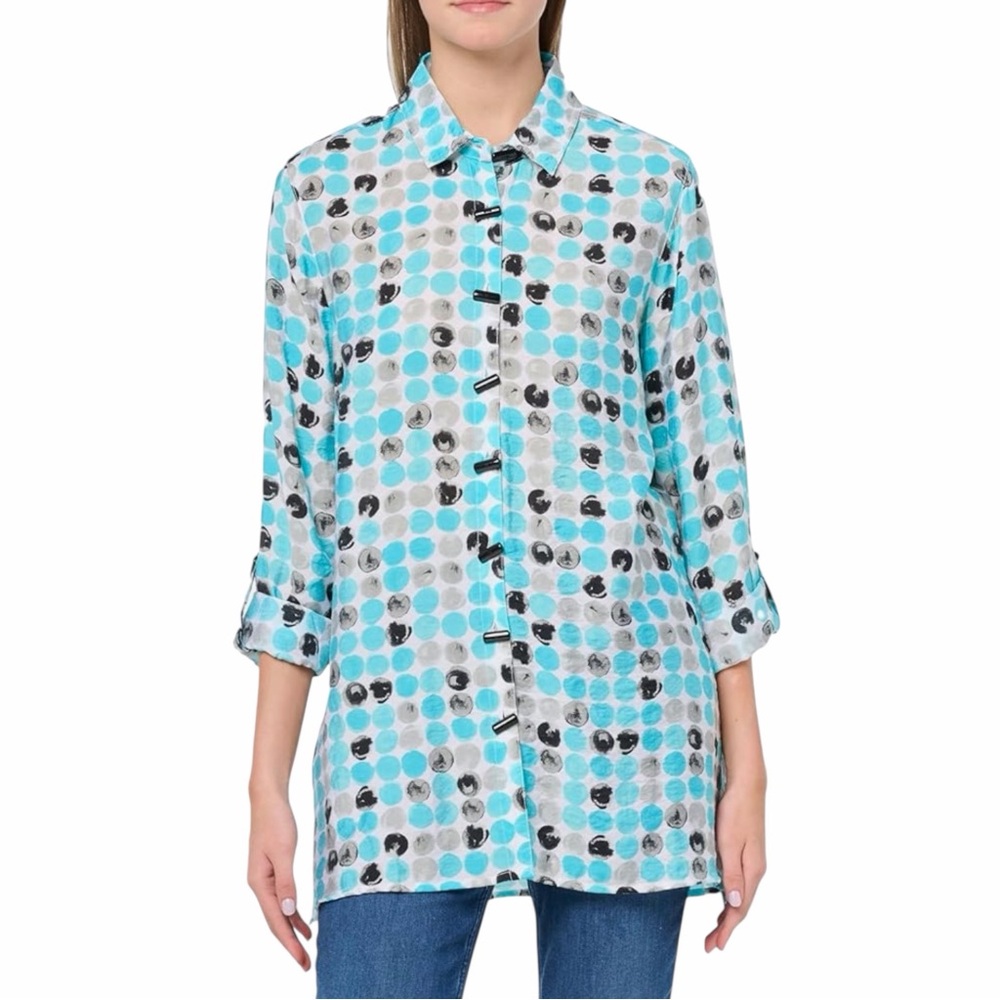 NWT MULTIPLES Womens Roll Tab Cuffed Long Sleeve High-Low Shirt - XS
